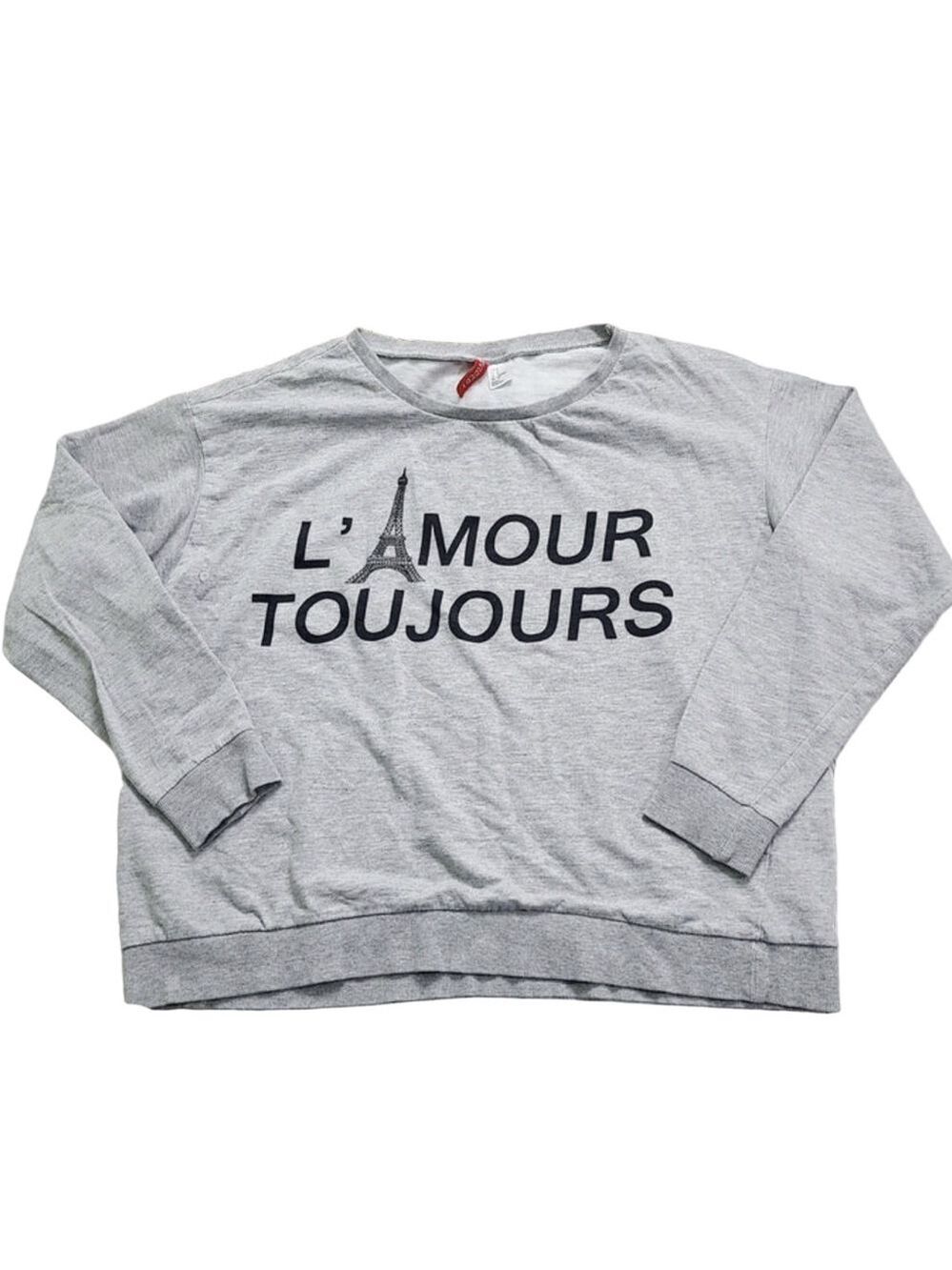 H&M Divided gray Eiffel Tower "L'AMOUR TOUJOURS" sweatshirt - small